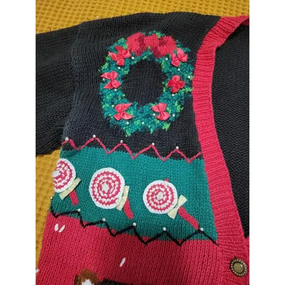 Vintage Marisa Christina Classics 1993 Christmas Nutcracker Bear Tree Sweater L - Picture 6 of 8